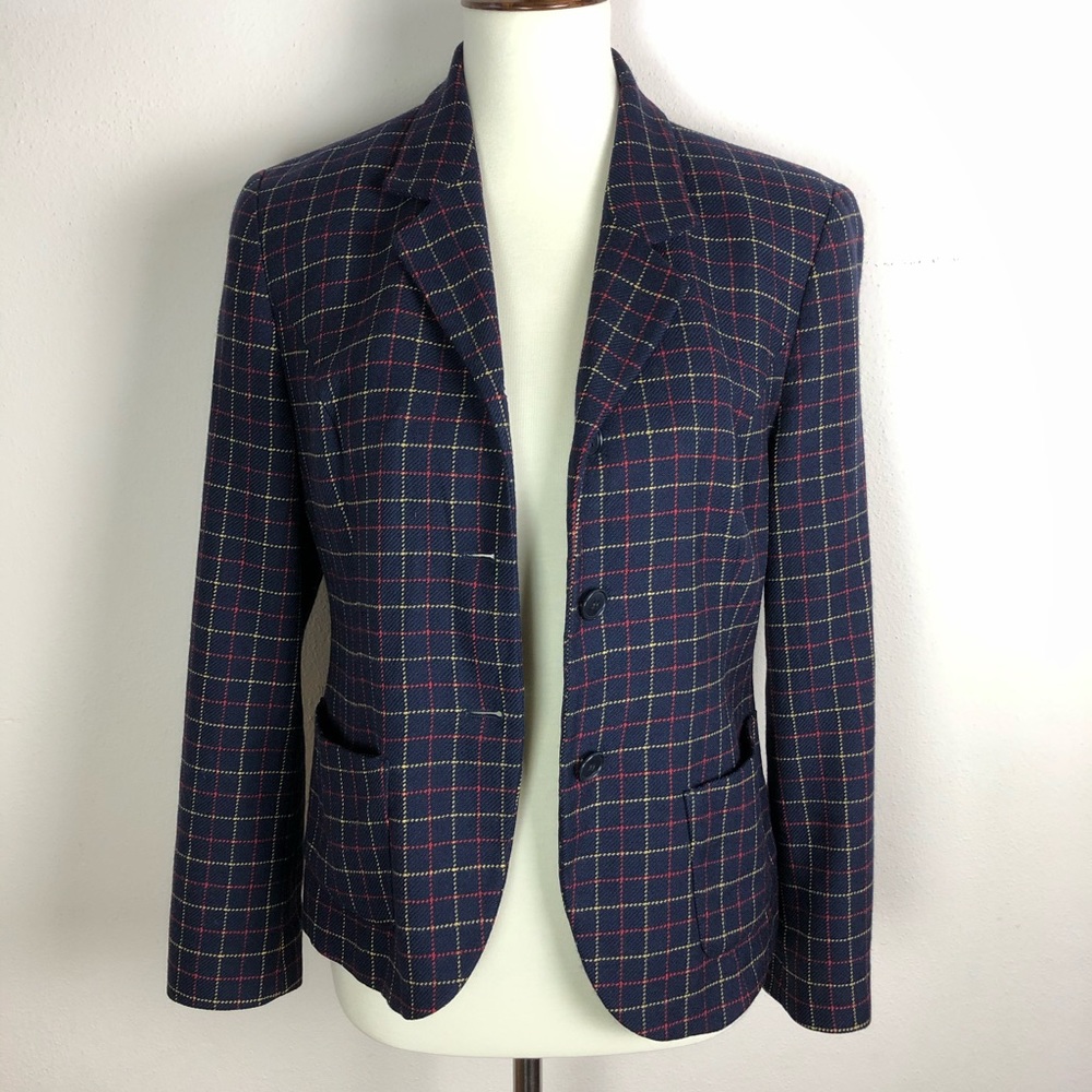 Sisley Made in Italy Window Pane Check Lady Jacket Pure Wool Size Small